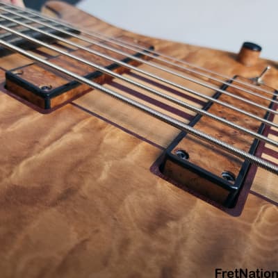 Bob Mick Custom 6-String Quilted Maple Bass 9-Piece Neck Purple Heart Abalone Binding 10.44lbs image 12