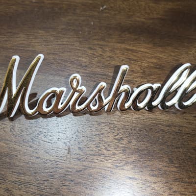 Marshall 7 Inch Logo For Cabinet Or Head 70s Style 2020 - Gold / White image 1