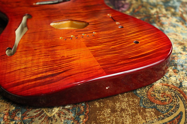 Warmoth Thinline Telecaster Body Grade AAA Flame Maple Fire