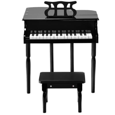 30-Key Kids Piano Keyboard Toy with Bench Piano Lid and Music Rack image 2