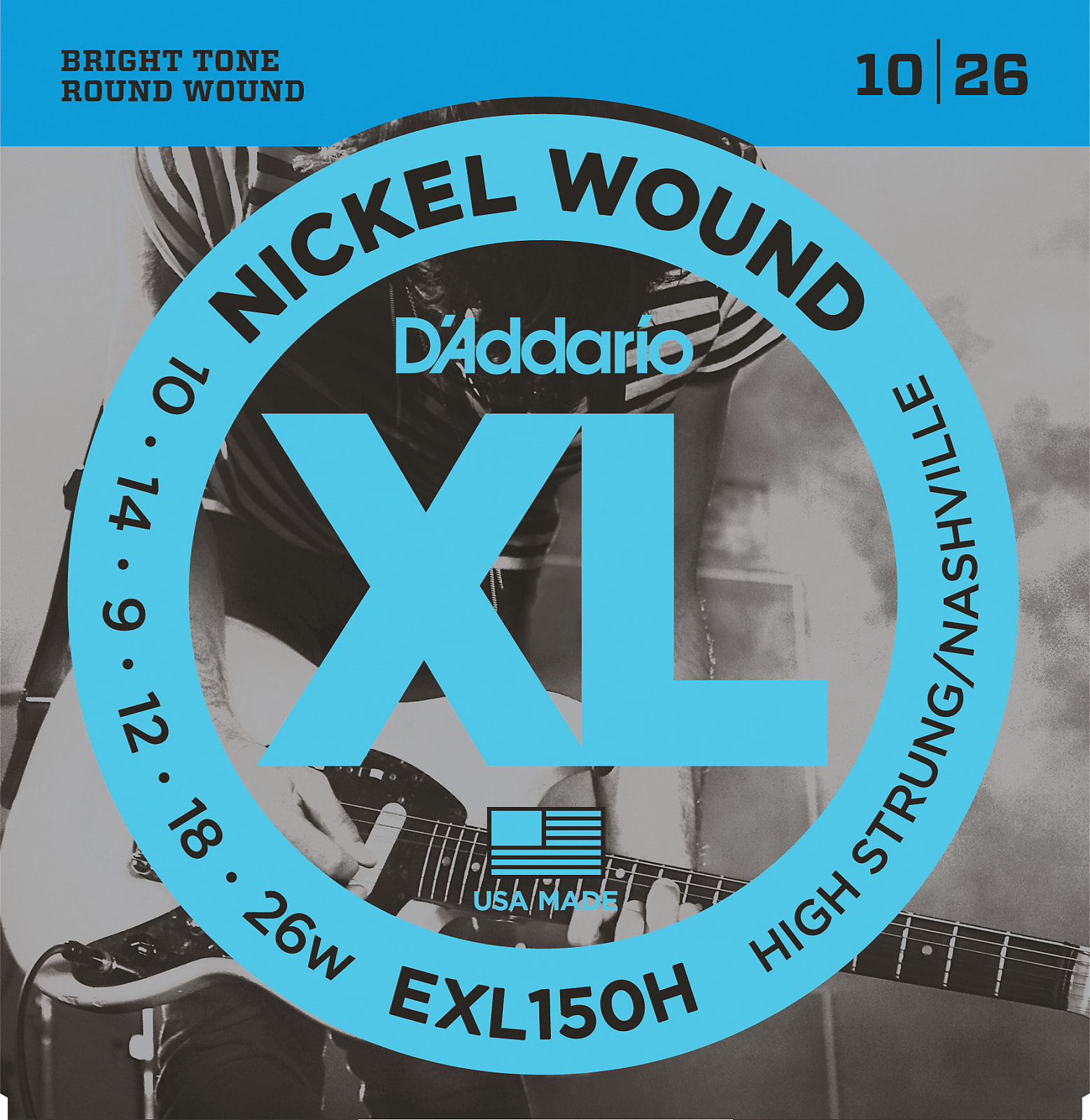 D'Addario EXL150H Nickel Wound Electric Guitar Strings, High-Strung/Nashville T
