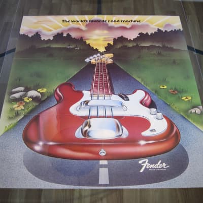 Fender Precision Bass Authentic Vintage Poster "The World's Favorite Road Machine" Circa-1970's-Multi Color image 8