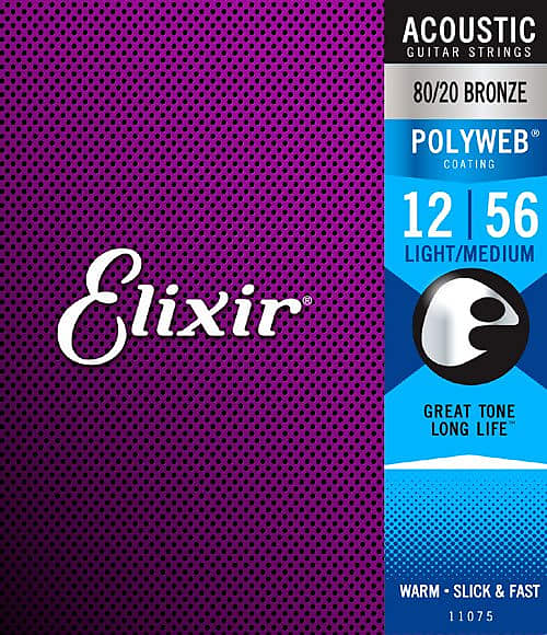 Elixir 11075 Acoustic 80/20 Bronze Polyweb Light-Medium Strings image 1