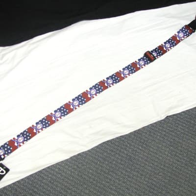 Perri's 2" Polyester 4th of July Guitar Strap Leather ends JULY 4 Inependence Day Patriotic image 2