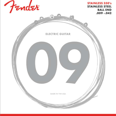 Fender Stainless 350's Guitar Strings, Stainless Steel, Ball End, 350L Gauges .009-.042 image 2