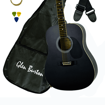 Glen Burton GA101FCO-BK Dreadnought Acoustic Guitar Combo w/Gig Bag, Strings, Strap, Picks & Hex Key for sale