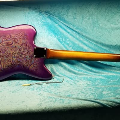 USA Jazzmaster Style Guitar, Duncan A-II Pickups, Warmoth Neck, Custom Purple'burst  Paisley 2021 image 4