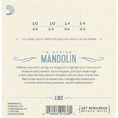 D'Addario EJ62 Mandolin Strings Set. 80/20 Bronze Mandolin Strings, Loopend image 5