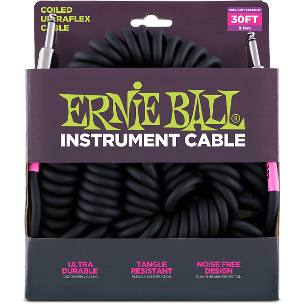 Ernie Ball P06044 Ultraflex Coiled 25' Straight to Straight TS Instrument Cable image 1