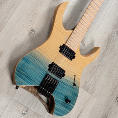 Mayones Hydra Elite 6 Headless Guitar, 3A Birdseye Maple Fretboard, Custom Blue Horizon image 2