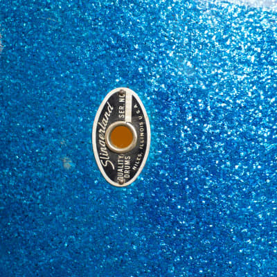 1970s Slingerland 10x26 Sparkling Blue Pearl Scotch Bass Drum image 10