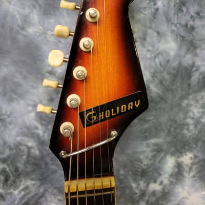Vintage 1960's G Holiday by Kawai Dual Pickup Sunburst Electric Guitar Swinger Model Pro Setup New Strings New Gigbag image 6