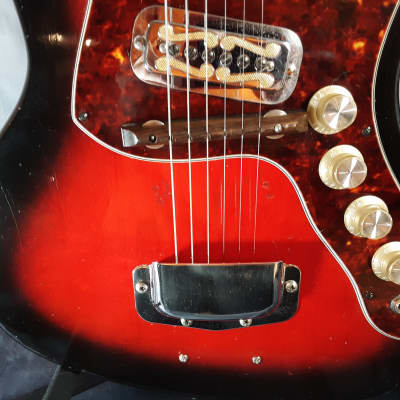 Harmony Holiday Model 1478, Rare & Vintage, Made in USA, Solid Body Electric Guitar 1965 Red Burst image 4