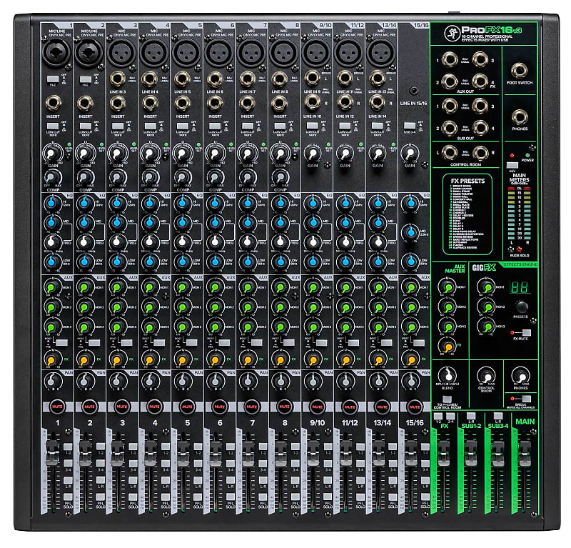 Mackie ProFX16v3 16-Channel 4-Bus Professional Effects Mixer w/USB ProFX16 v3 image 1