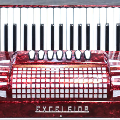 Excelsior Model 1308 41-Key 120-Bass 7-Treble Switch Red Piano Accordion w/Case image 6