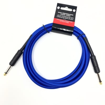 Strukture 10 ft Instrument Cable, Woven, Blue, 1/4" (Latest Version with Improved Black Wraps!) image 1