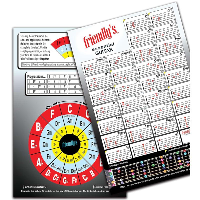 Bass Scales Chart for Beginner Adult or Kid, 8'' X 11'' Pocket