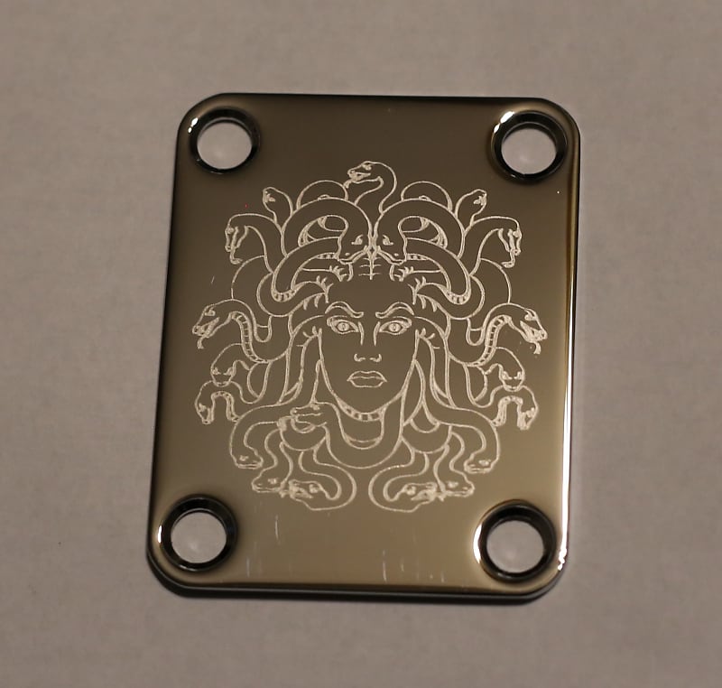 Custom Laser Etched Chrome "Medusa" Neck Plate Reverb