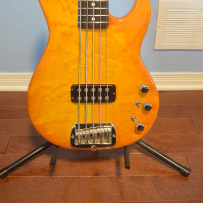 G&L L-1505 1996 Honeyburst Amazing Vintage 5 string bass Great neck and Sound W/OHSC & Certificates image 10