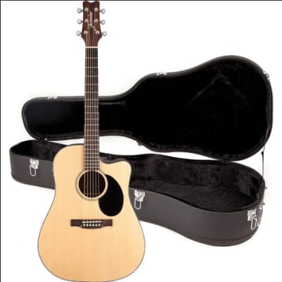Jasmine JD39CE-NAT Dreadnought Acoustic Electric Guitar. Natural Finish w/ case, B-Stock for sale