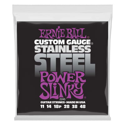 Ernie Ball Power Slinky Stainless Steel Wound Electric Guitar Strings 11-48 Gauge for sale