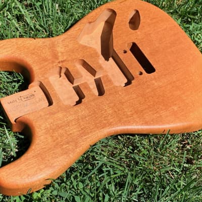All-Natural Series: Light African Mahogany Strat (Woodtech, USA) Finished in Linseed Oil & Beeswax image 6