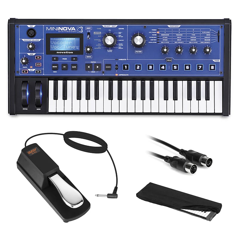 Novation MiniNova 37-Mini-Key Compact Synthesizer Bundle with Sustain  Pedal, MIDI Cable & Dust Cover