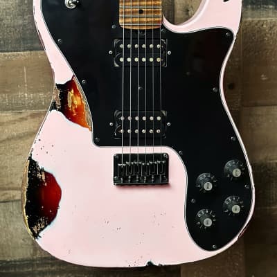 Friedman Vintage T Shell Pink Over 3 Tone Burst Electric Guitar - with Hard Case image 1
