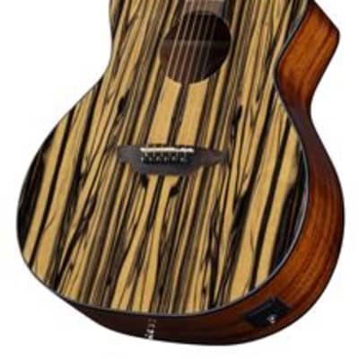 Luna Gypsy Exotic Acoustic Electric Guitar Black White Ebony image 3