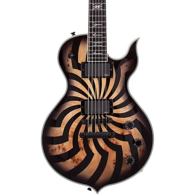 Wylde Audio Odin Grail 6-String Electric Guitar Orange With Black Buzz Saw Graphic Charcoal Burst for sale