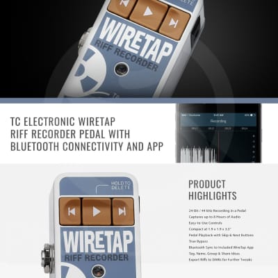 TC Electronic WireTap Riff Recorder Pedal with Bluetooth Connectivity and App with Cables and Fibertique Cloth Bundle image 6