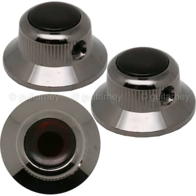NEW (3) Q-Parts UFO Guitar Knobs KBU-0754 Acrylic Red Pearl on Top - COSMO BLACK for sale