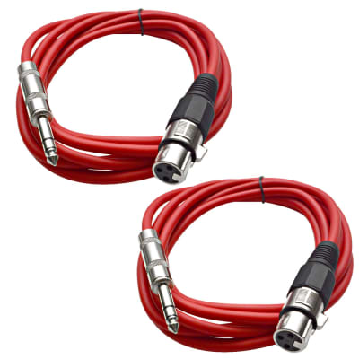 2 Pack of 1/4 Inch to XLR Female Patch Cables 10 Foot Extension Cords Jumper - Red and Red image 1