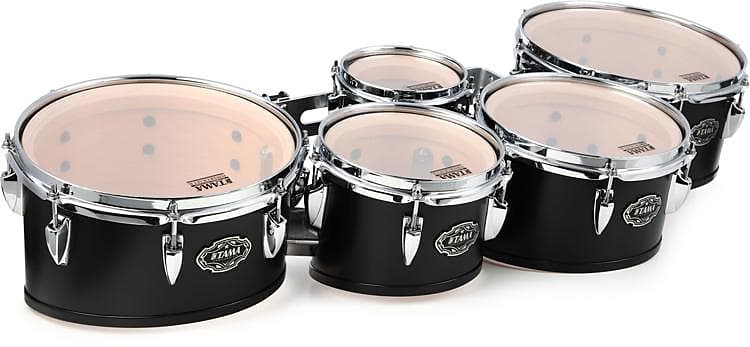 Tama MT68023 Fieldstar Marching Tenor Drums Standard Depth Small Quintet - 6/8/10/12/13-inch - Satin Black image 1