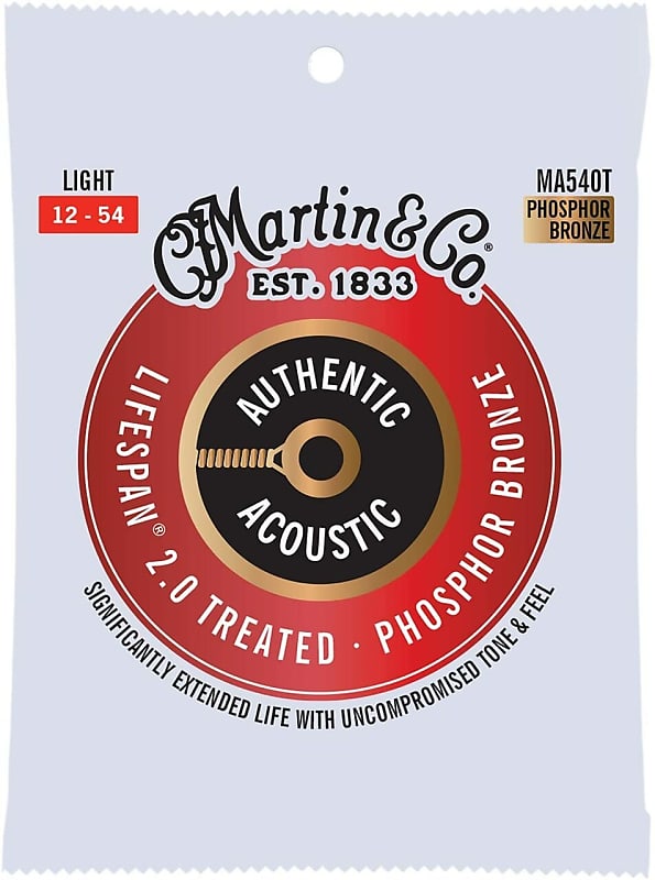 Martin Authentic MA540T Lifespan Light .012-.054 Acoustic Guitar Strings image 1