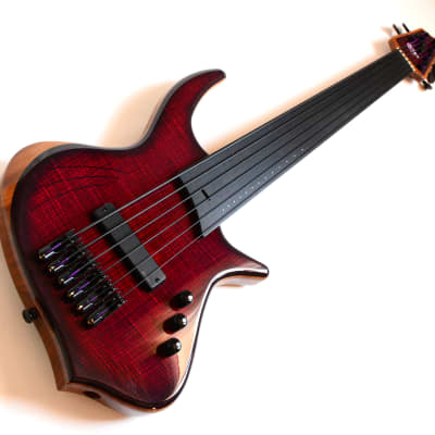 Cortex Bass Napoléon 6 String Fretless - Ash Top in Translucent Red Sunburst image 2
