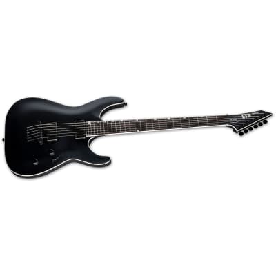 ESP LTD MH-1000 Baritone Guitar, Macassar Ebony Fretboard, Black Satin image 2