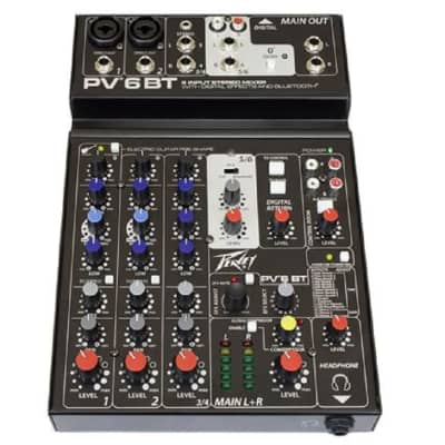 Peavey PV6 BT 6 Channel Stereo Mixer with Compression and Bluetooth image 1