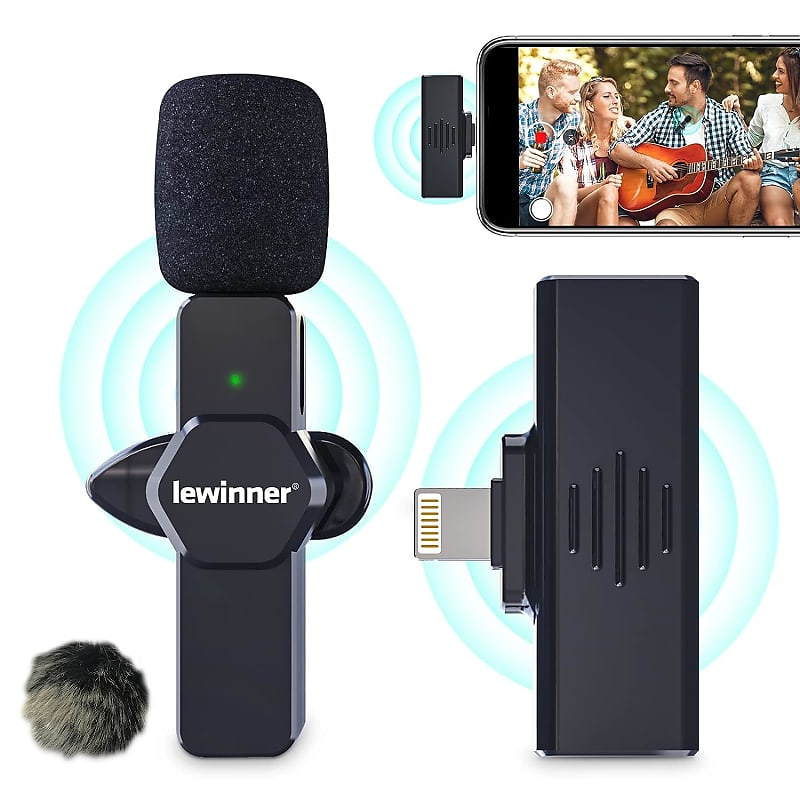 Mini Wireless Microphone Bluetooth-Compatible Cordless Clip-On Mic