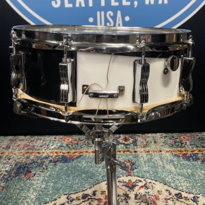 Ludwig 14x5" Vistalite, Blue and Olive Badge, Snare Drum 1970s - Black / White 2 Band Swirl image 14