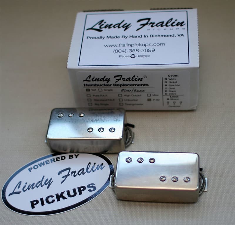 Lindy Fralin P-92 Humbucker Sized P90 Pickup set - raw nickel