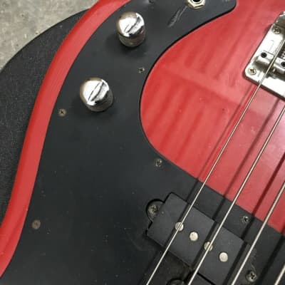 Memphis P-Bass Vintage 4-String Guitar Precision, Red and Black - W/ Black Strap image 8