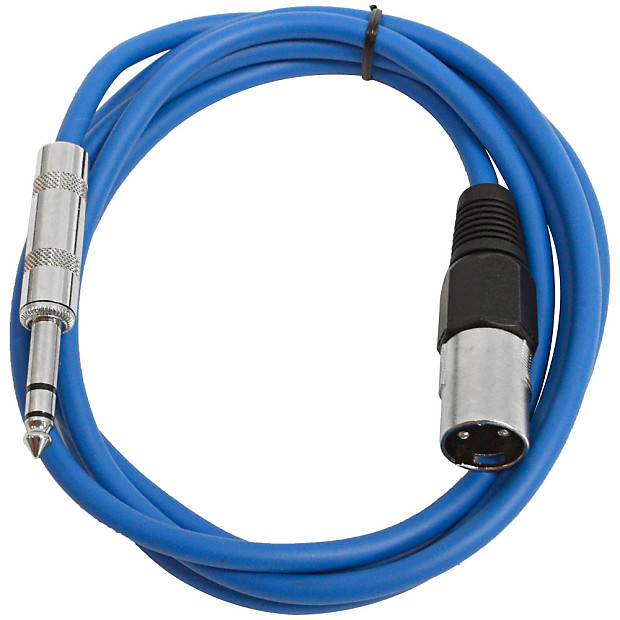 Seismic Audio SATRXL-M6BLUE XLR Male to 1/4" TRS Male Patch Cable - 6' image 1