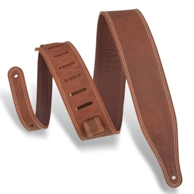 Levy's 2.5" Wide Garment Leather Guitar Strap - Brown image 1