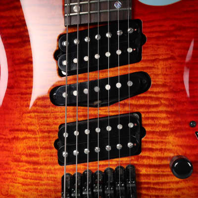 Lipe Virtuoso 7 Fanned Fret Curly Maple Seven String Electric Guitar Fireburst image 15