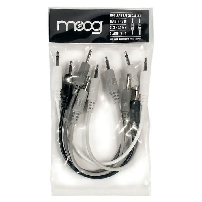 Moog Music 3.5mm Modular Synth Patch Cables for Mother 32 Eurorack - 5-Pack, 6" image 1