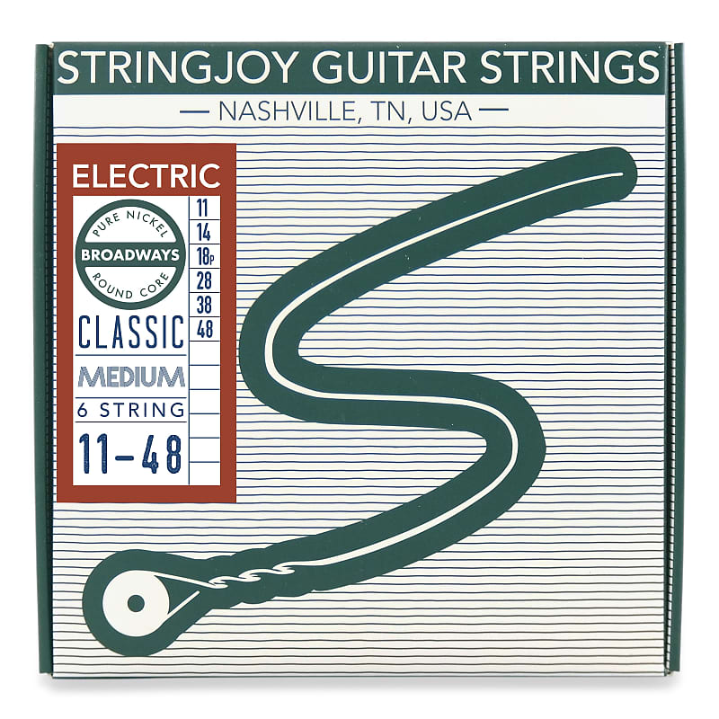 Stringjoy Broadways Pure Nickel Electric Guitar Strings - Classic Medium (.11 - .48) image 1