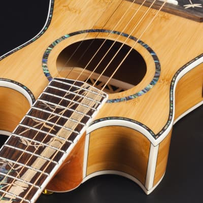 Lindo Bamboo Voyager V2 Electro Acoustic Travel Guitar | BS3M Mic/Piezo Blend Preamp | Luminlays | Kingfisher Inlay (Steel Strings) image 9