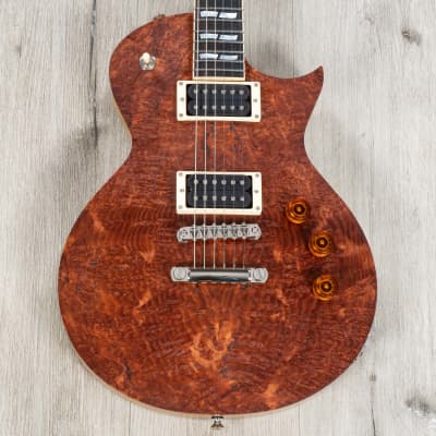 ESP USA Eclipse Guitar, Alnico II Pros, Black Limba, Open-Grain Redwood Burl Top image 1