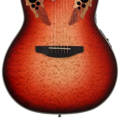 Ovation Celebrity Elite Plus CE44LX-1R Mid-Depth Left-handed Acoustic-electric Guitar - Ruby Burst for sale